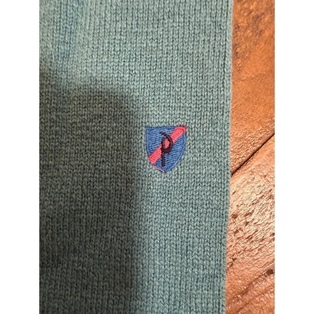 Pringle of Scotland Mens Large Teal Pure New Wool Crewneck Sweater Made Scotland - Picture 4 of 10
